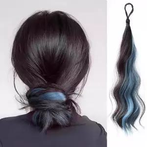 컬러 포인트 헤어피스 47cm  끈고정 웨이브 가발피스