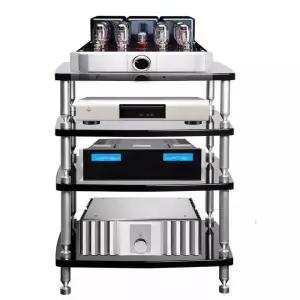 스피커선반 받침대 테이블 스피커 블랙 4단 1단 유리 진열대