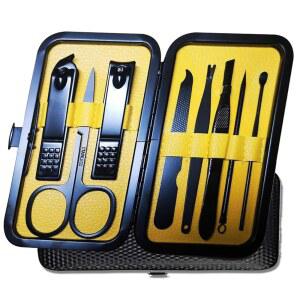 매니큐어 페디큐어 키트 손톱깎이 세트 18 in 1 고정밀 스테인리스 스틸 커터 파일 샤프 가위 남성 및 여성용 손톱 발톱용 진동 세련된 케이스 포함 (진저_8 1)