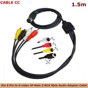 DVD TV/HDTV VCR CD 악기 오디오 장비용 Din 8핀 - S-비디오 4P 남성 3-RCA 어댑터 케이블.