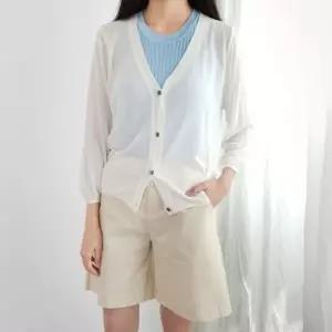 간절기 쿨가디건 여자 여름 벌룬 기본핏 시스루 썸머 숏 에어컨 가디건
