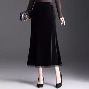 미니코코네 여자 쉬폰 스커트 시폰 벨벳 레이스 머메이드 가을 겨울 빅사이즈 슬림핏 힙업 DOS4