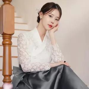 [시크라인] 시온가 눈꽃 스캘럽 레이스 저고리