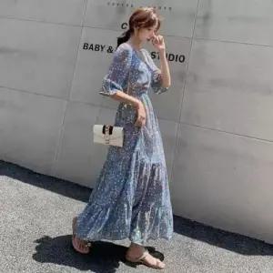 플레어 플레어원피스 롱원피스 패턴원피스 플라워 WFLMTBC