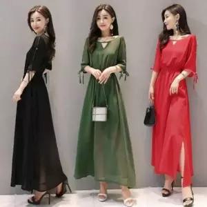 원피스 초 쉬폰 UP2414 밴딩 플레어 세일 WFLMUNC