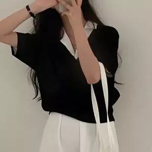 페미닌 카라 브이넥 스트랩 롱 원피스