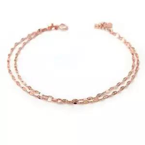 14K GOLD 로즈골드 여리여리 더블 체인 두줄 팔찌 W3C736F