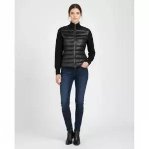 5F 9B00023 M1131 999 여성 로고 패치 패딩 믹스 자켓 블랙