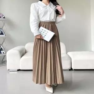 스커트 치마 SK 여성 밴딩 플리츠롱 주름