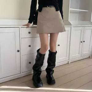 [시크블랙]시르한 코튼 A라인 스판 미니스커트(벨트set)