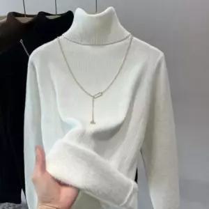 기모안감 레이디스 폴라넥 올데이 크루넥티 시즌 여성용 스웨터 긴소매티