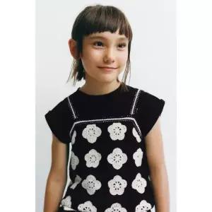 국내배송 ZARA 자라 아동 키즈 주니어 플라워 니트 탑 블랙 1473703800 1642279