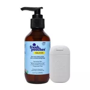 기저귀 교환용 아기 물티슈 젤 | Fresh Peaches 식물 기반 | 민감한 피부 및 기저귀 발진 | 무향 | 변기에