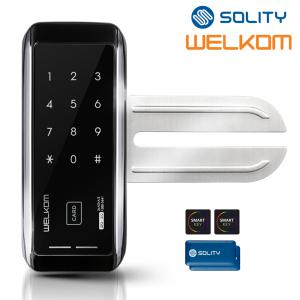 [무료설치] 웰콤 강화유리문용 WG-20 단문형 카드키4개+번호키 상가 업소 빌라 현관문 디지털도어락 보조키