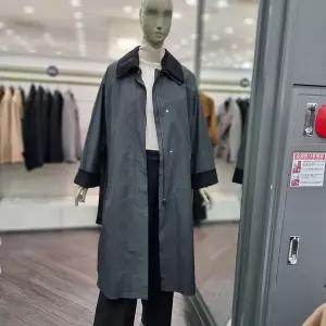 [시슬리]코듀로이 체크라이너 트렌치코트 (SACT46461 다크카키,브라운)