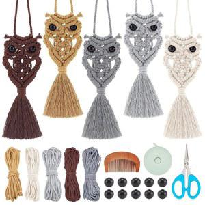 성인 초보자를 위한 ACRNIGHEET 5PCS 마크라메 올빼미 벽걸이 키트 비디오 설명서가 포함된 Boho DIY 스타터 홈 데코 공예