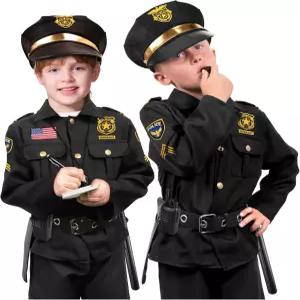 용 캥거루 경찰 의상 - 모자 배지 수갑 홀스터 등이 포함된 12개의 검은색 복장