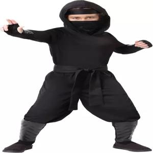 스텔스 시노비 닌자 키드 코스튬 - 셔츠 바지 마스크 그리고 다리 보호대가 있는 벨트