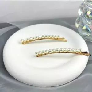 곡선 2개세트 작은알 진주 헤어핀 헤어 잔머리정리핀