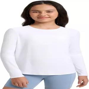 CRZ 요가 걸스 클라우드웨이트 긴팔 운동 셔츠 액티브 스포츠 캐주얼 티 크루 넥 사이드 슬릿 겨울 들 십대