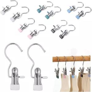 Hecxwl 부츠 행거 클립 12팩 고무 팁 스테인리스 스틸 걸이 바지 양말 공간 절약 옷 핀 모자 수건 옷장