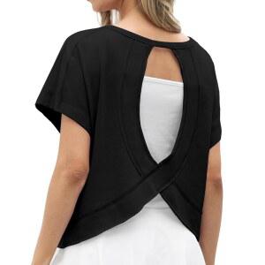 그레서렐 여성 오픈 백 운동, 백리스 운동 셔츠 캐주얼 크롭 러닝 티 Y2K 요가 1위 달성