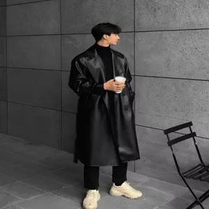 남성가죽트렌치코트 롱 루즈핏 봄가을 레더재킷