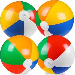 벨리브링 4팩 20인치 여름 풍선 빅 비치볼 레인보우 수영장 물놀이 장난감 파티 용품 장식
