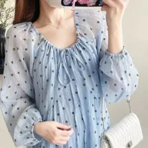 임산부원피스 여름 임산부여름 쿨 원피스 플레어 블루 임산부용 쉬폰원피스 빅사이즈원피스 임부복