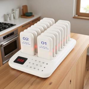 레스토랑 호출기 시스템 무선 16개 바이브 점멸 or 부저 바 호텔 트럭용