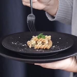 세라믹 접시 블랙 레트로 복고풍 엔틱 스테이크 호텔 레스토랑 심플 과일 서양 얕은 원형 무광