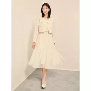 갤러리아 튤 배색 플리츠 원피스 +재킷 세트(GP9A0OP511)*