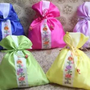 설선물 꽃자수 복주머니(소 전통 중) 설날 답례품