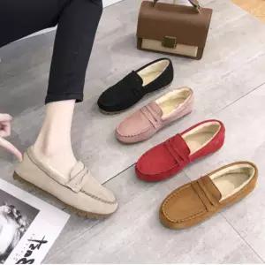 여성 겨울 필수템 털안감 귀여운발 스웨이드 로퍼슬립온 플랫슈즈3CM 5CM 단화 임산부신 편한구두 가벼운신