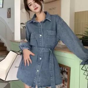 벨트 데일리 정장원피스 여자 데님 여름원피스 (WFKEOO4)