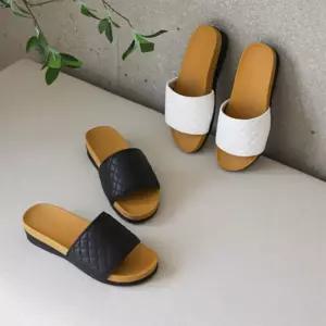 여자 사무실 실내화 퀄팅 오픈토 푹신한 슬리퍼