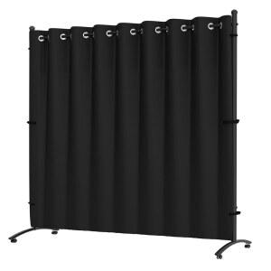 폰조루 방 칸막이, 360 잠금 휠이 있는 커튼 프라이버시 화면 6FT 휴대용 칸막이 패널 분리기 벽 침실 사무실용 독립형 화면(블랙)