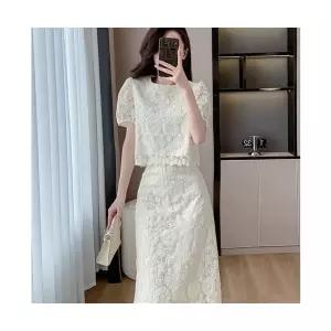 여자 쉬폰 스커트 시폰 정장 투피스 코디 상의+ 세트 레이스 ST5