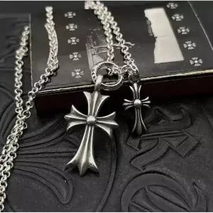 미국 크롬 하츠 스털링 실버 십자가 목걸이 더블 펜던트 287062212403