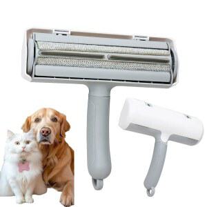 로로독 반려동물 털 제거기 & 보푸라기 롤러 - 자동차 인테리어, 가구, 소파, 카펫, 침구에서 고양이/개털 제거 주인을 위한 재사용 및 세척 가능한 동물 도구(화이트앤그레이)