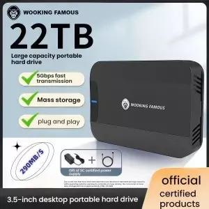 16TB 20TB 외장 하드 드라이브 USB 3.0 Type-C HDD, 대용량 메탈 케이스 데스크탑 HDD (PC, 노트북, 안드로