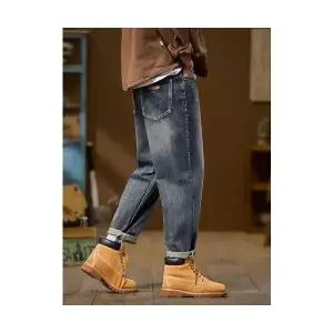 남자 편한 배기핏 청바지 추동 기모 도톰 배기 빅사이즈 스판 트렌드 캐주얼 바지 SPO마켓4