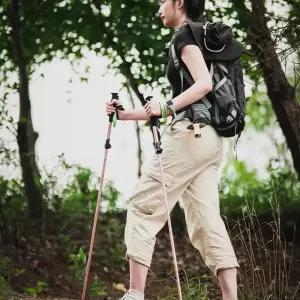 [여성용] 초경량 트레킹폴 휴대용 접이식 카본 텔레스코픽 하이킹 스틱 야