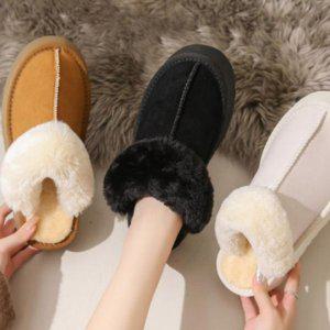 키높이굽통굽힐 스웨이드원단 퍼안감 홈슬리퍼 방한 모던 겨울실내화 방한부츠