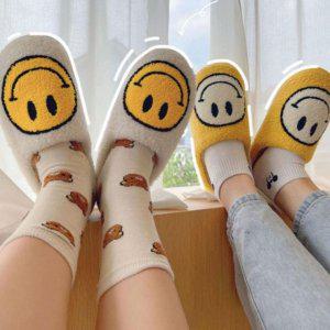 스마일 퍼소재 슬리퍼 겨울용 퍼홈슬리퍼 업무용 거실용 머스트해브 겨울용 퍼안감 용룸슈즈 거식 오피스용