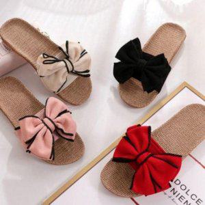 저소음통기성좋은 쉬폰리본 왕골슬리퍼 홈슈즈 단체슬리퍼 펜션슬리퍼 실내화 학교용 트렌디