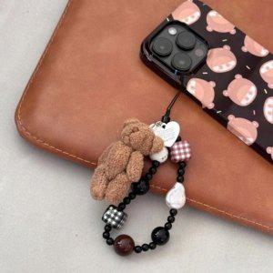 스마트폰 스트랩 폰줄 비즈 인형 달린 핸드폰줄 곰돌