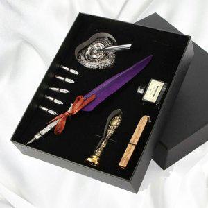 만년필 루아 퀼 깃털 선물 장식 만년필 선물세트 퍼플
