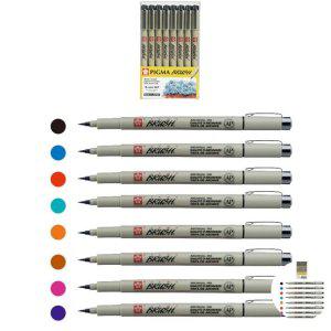사무용필기구 노트필기 디자인펜 문구세트중성펜 피그마 마이크론 8색 BR세트