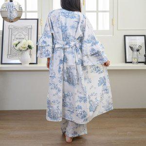 수면잠옷 커플 키즈 여아 초등 잠옷 디오레 긴팔 로브 L 블루 파자마 여성 홈웨어